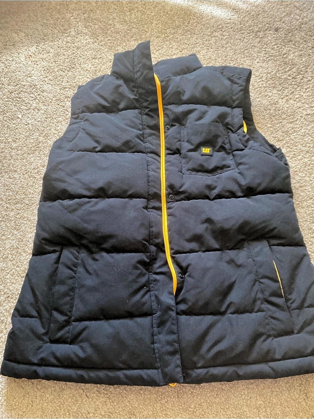 CAT Black & Yellow Puffer Vest size large men’s
